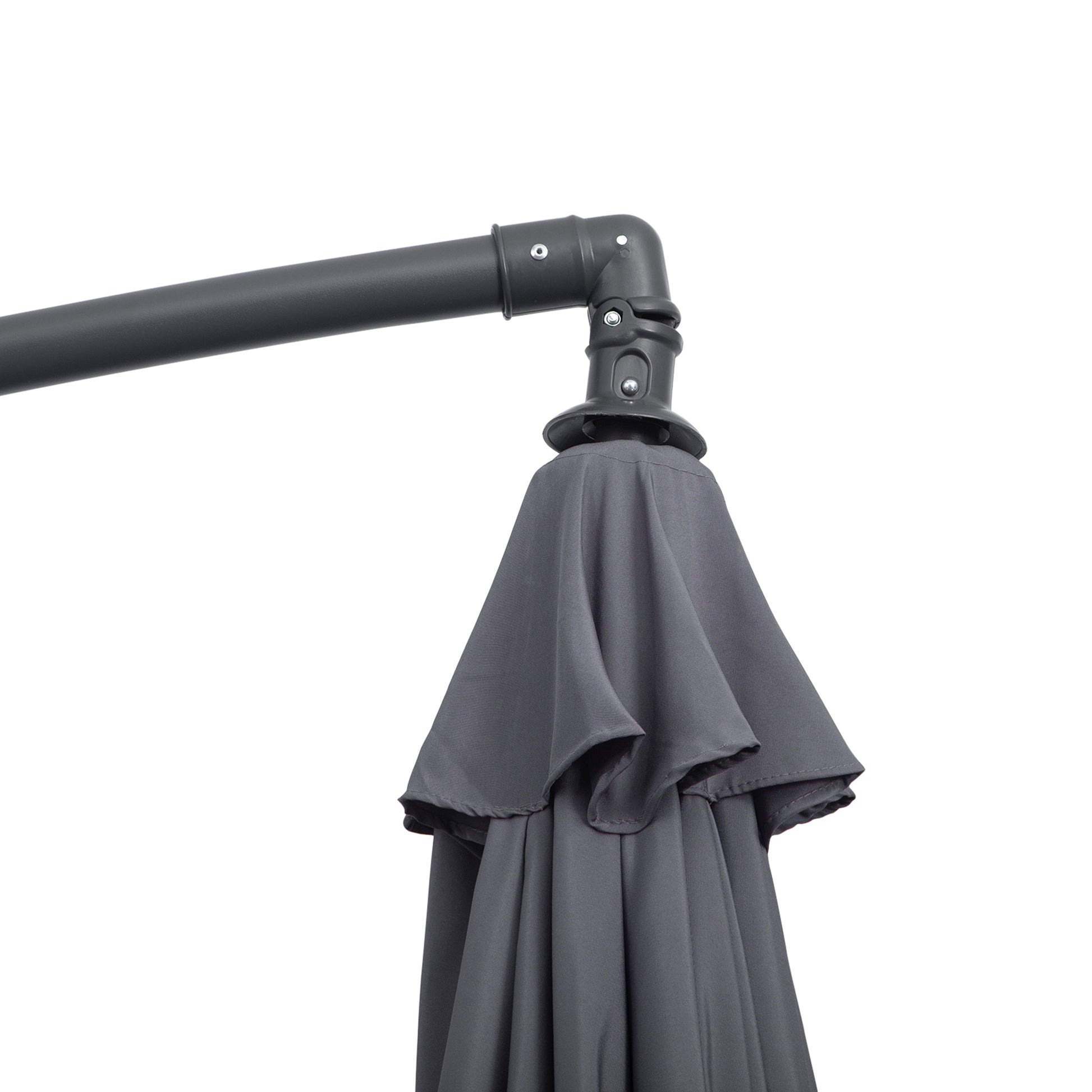 Outsunny 3(M) Garden Parasol Sun Shade Patio Banana Hanging Umbrella Cantilever With Crank Handle And Cross Base Grey