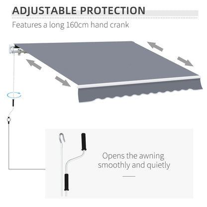 Outsunny Manual Retractable Awning Size (4M X3M)-Grey