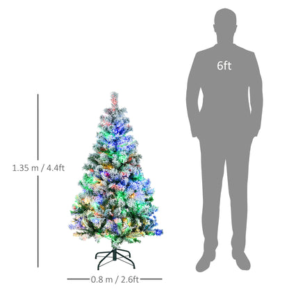 4ft Prelit Christmas Tree Artificial - White Frosted Green with LED Lights Multicoloured 311 Tips