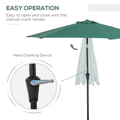 Outsunny 2.7M Garden Parasol Umbrella With Tilt And Crank