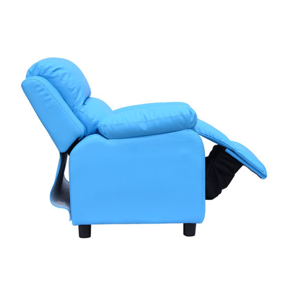 Homcom Kids Children Recliner Lounger Armchair Games Chair Sofa Seat PU Leather Look w/ Storage Space on Arms (Blue)