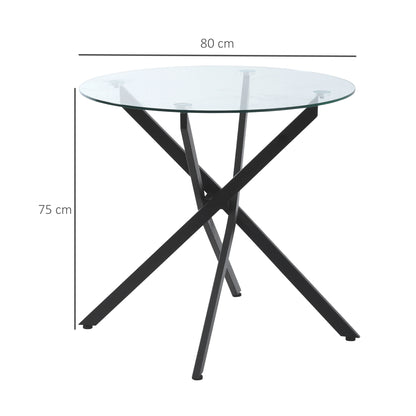 Homcom Side Table with Clear Tempered Glass Top