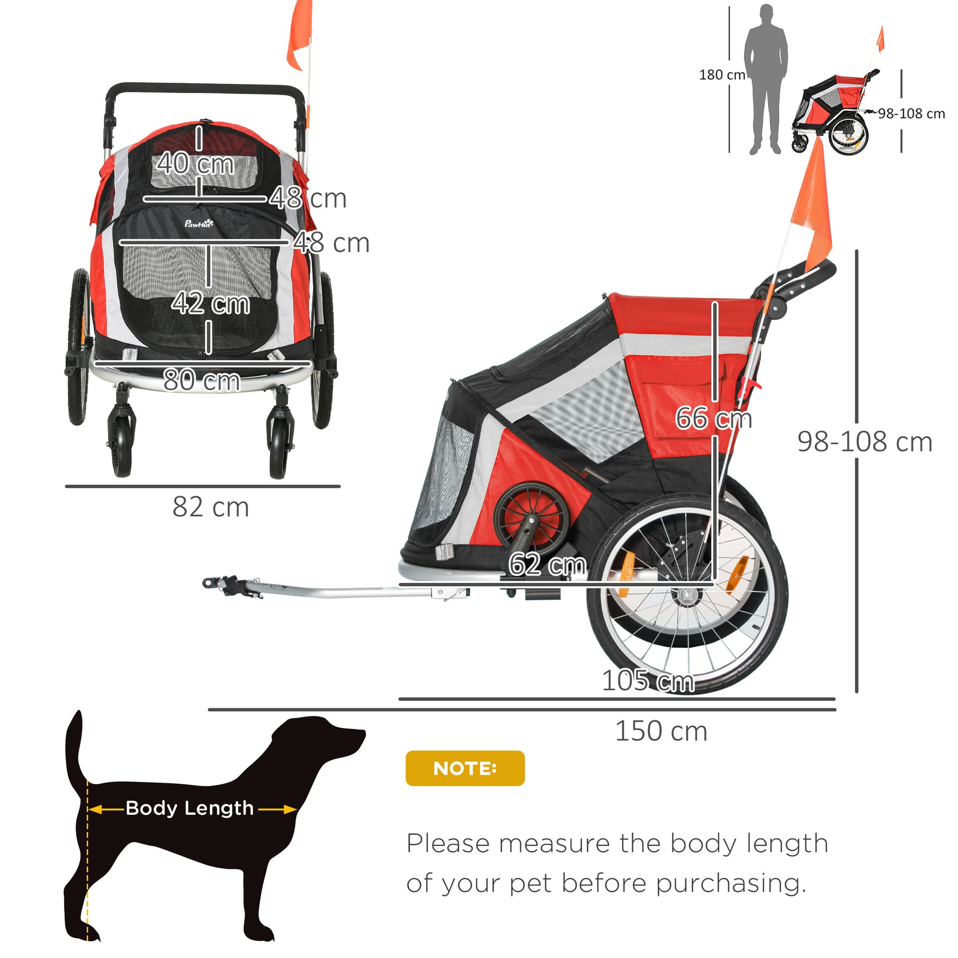 PawHut Dog Bicycle Trailer