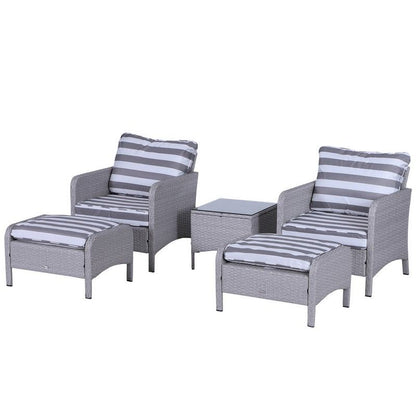 Outsunny 5 Pcs Pe Rattan Garden Furniture Set