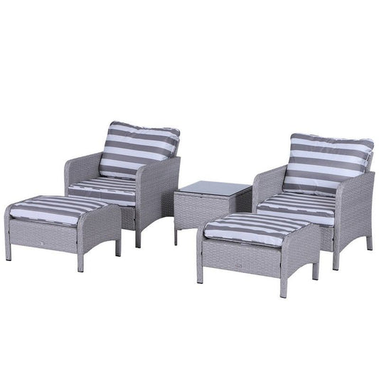 Outsunny 5 Pcs Pe Rattan Garden Furniture Set