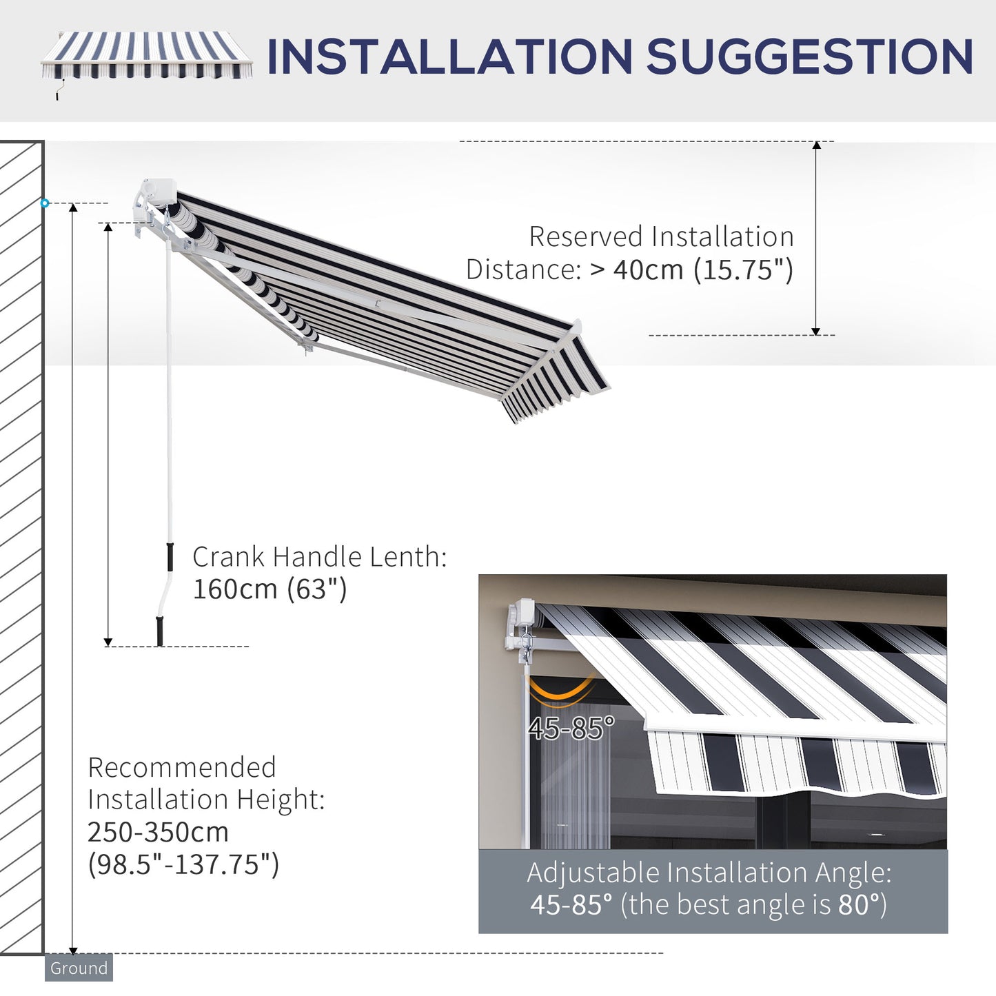 Outsunny Manual Retractable Awning