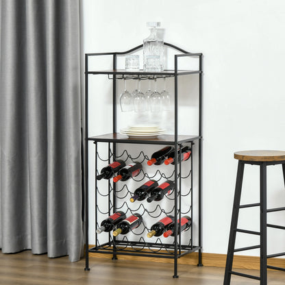 Homcom Industrial 30-bottle Wine Rack Barker's Rack Bar Storage with Glass Holders