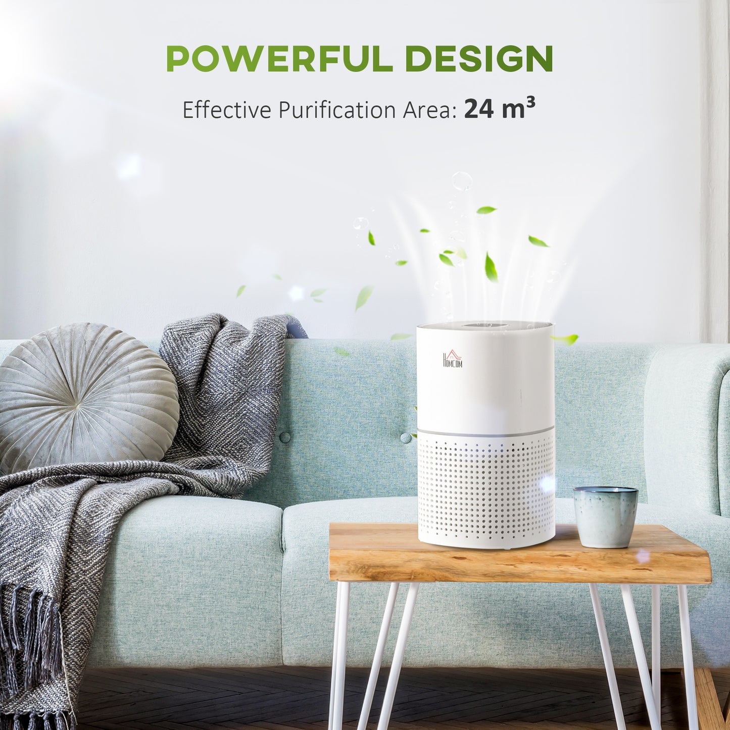 Homcom Air Purifiers for Bedroom with 3-Stage Carbon HEPA Filtration System