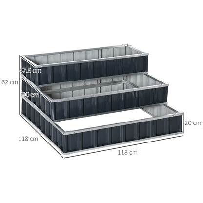 Outsunny 118cm x 118cm x 62cm 3 Tier Raised Garden Bed