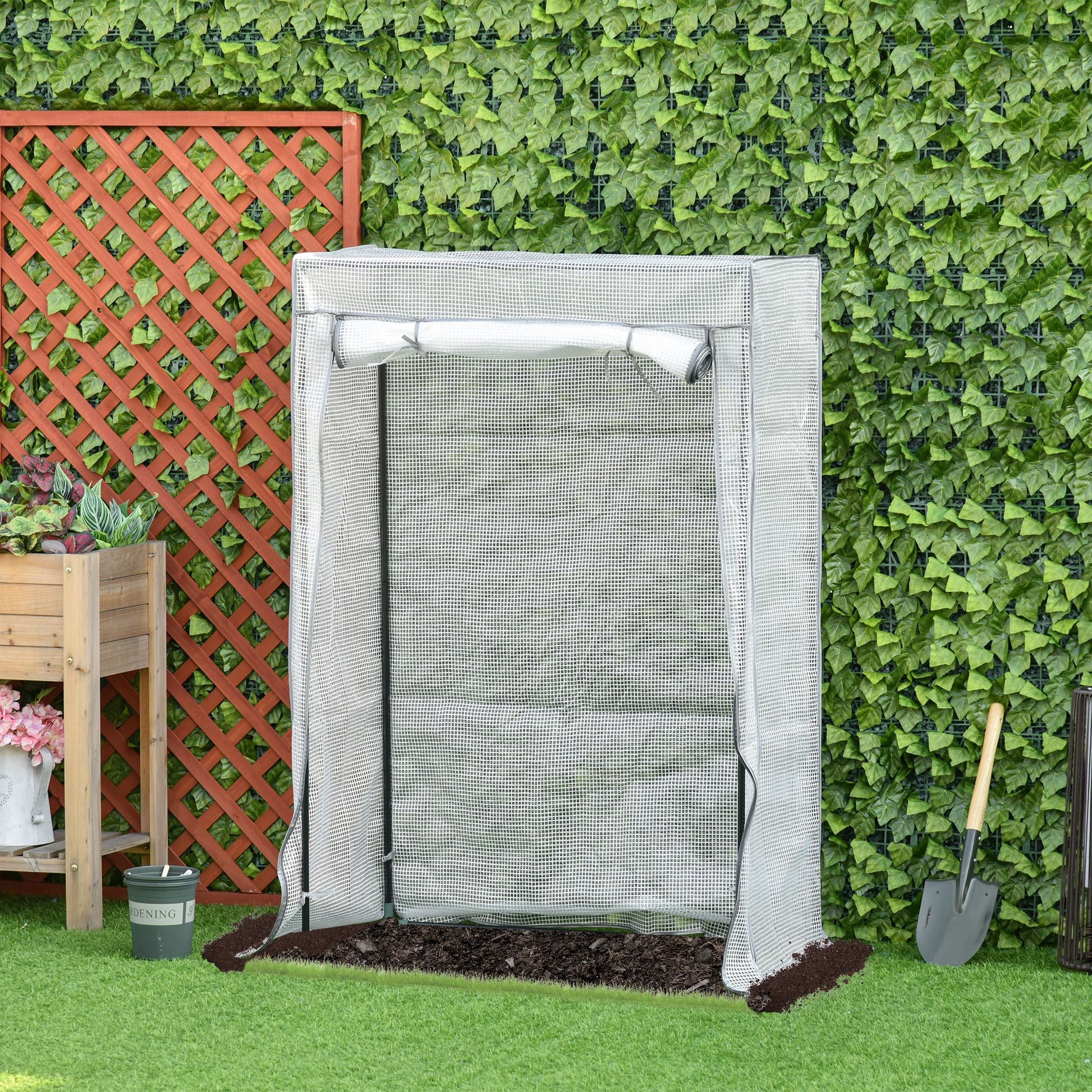 Outsunny 101 X 50 X 150cm Greenhouse Pe Cover With Zipper Roll-Up Door Outdoor Green