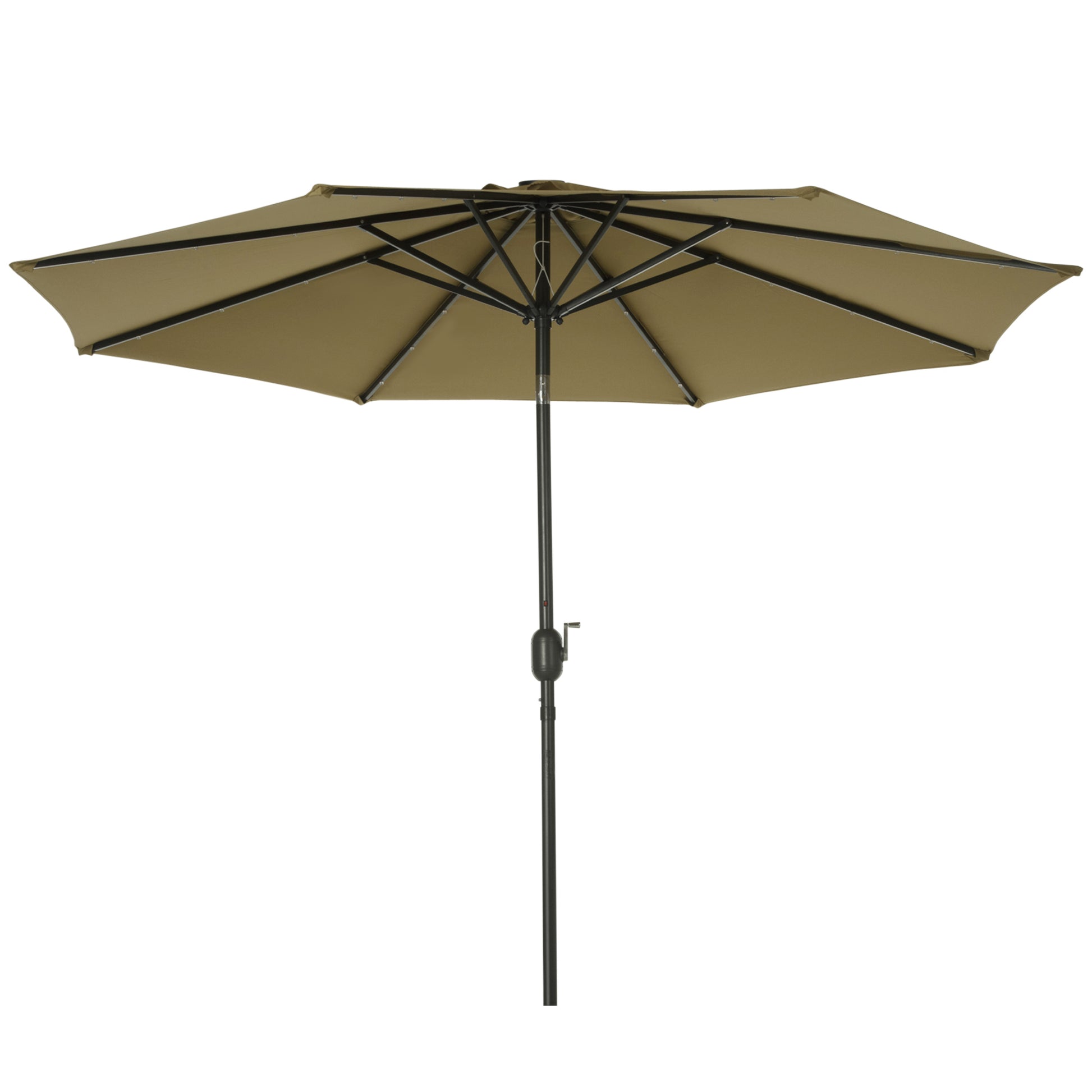 Outsunny 24 LED Solar Powered Parasol Umbrella-Brown