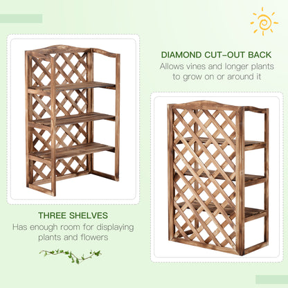 Outsunny 3-Tier Wooden Plant Stand Shelf