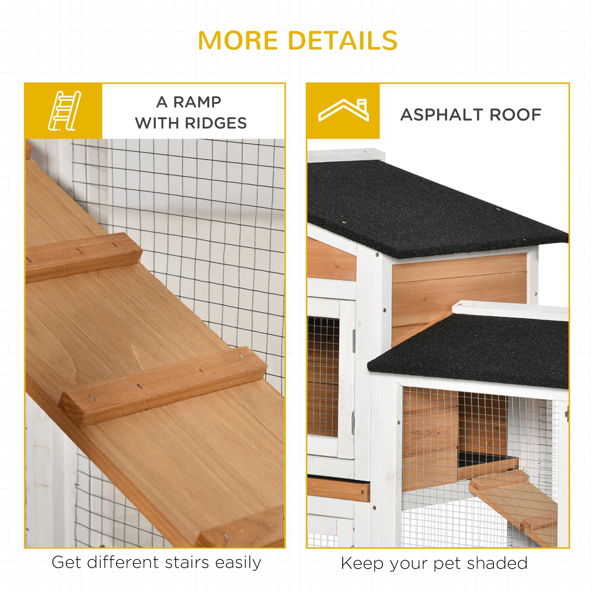 PawHut Two-Tier Wooden Rabbit Hutch Mobile Guinea Pig Cage Bunny Run w/ Wheels