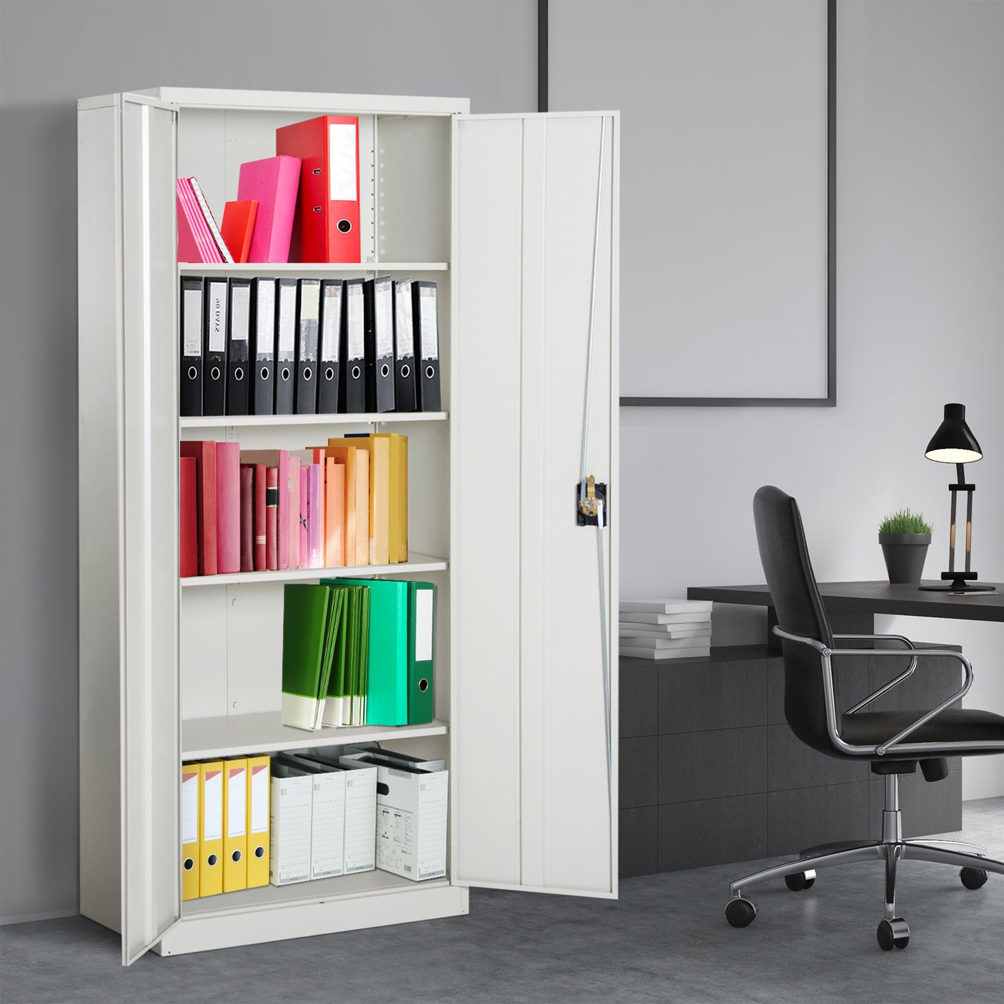 Vinsetto Filing Cabinet W/2 Doors and 5 Compartments