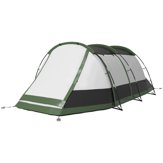 Three-Man Camping Tent, with Two Rooms and Porch - Green-0