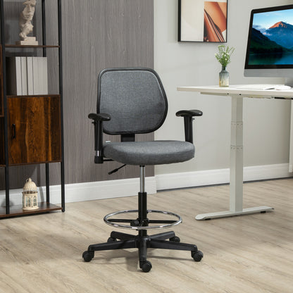 Vinsetto Ergonomic Drafting Chair Tall Office Stand Desk Chair with Foot Ring