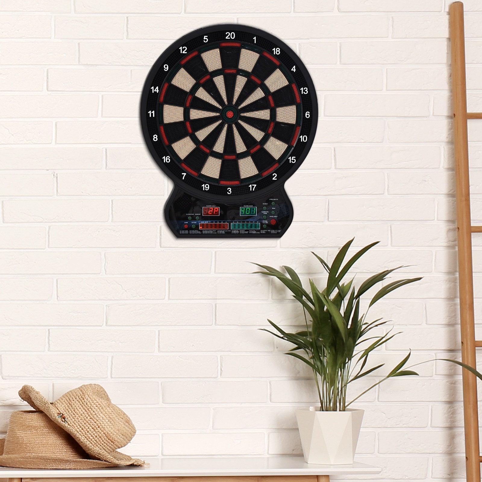 Homcom Plastic LED Electronic Dartboard w/ 12 Darts