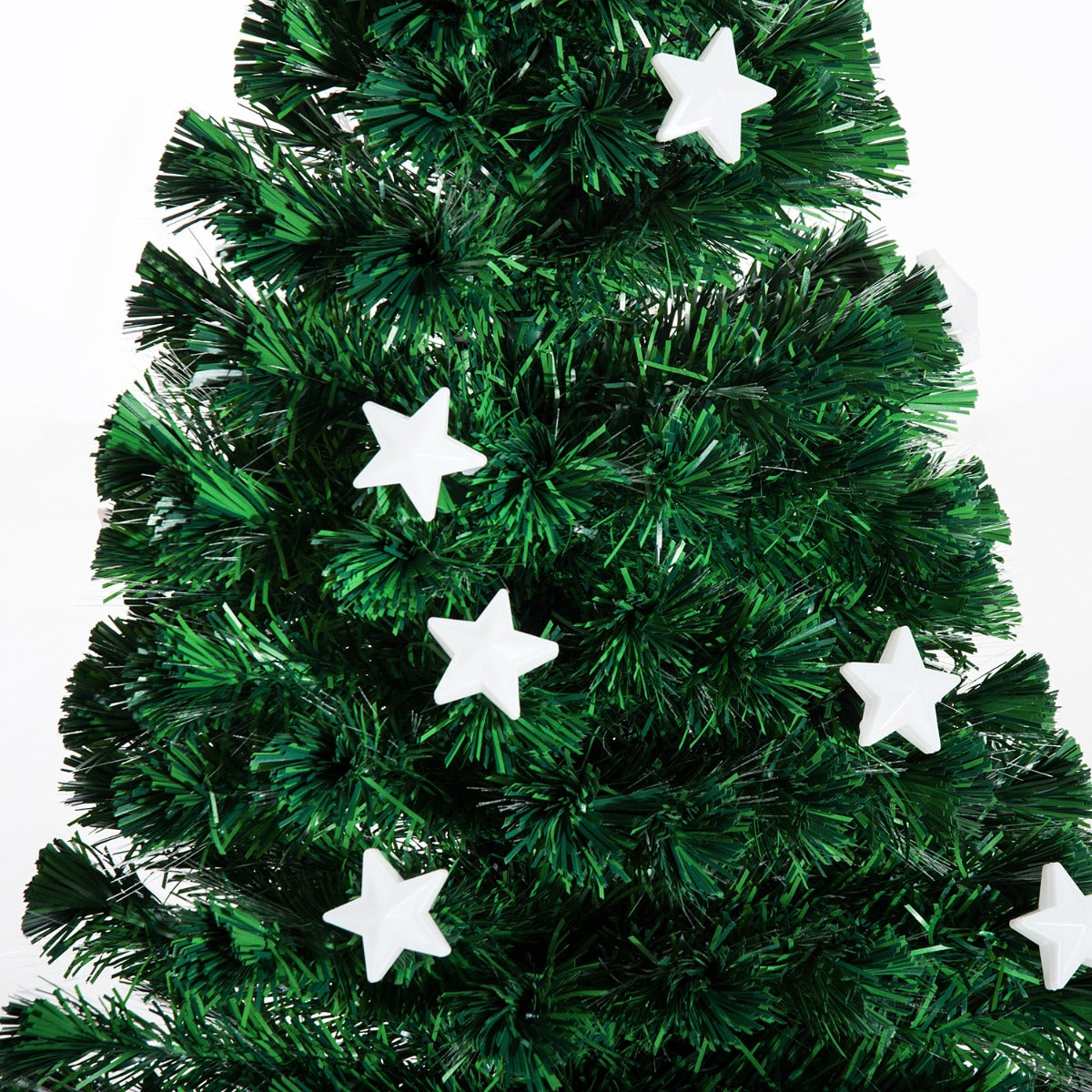 Homcom 5FT Prelit Artificial Christmas Tree Fibre Optic Star LED Light Holiday Home Xmas Decoration with LED Light