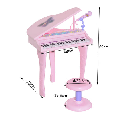 Homcom Mini Electronic Piano W/Stool-Pink