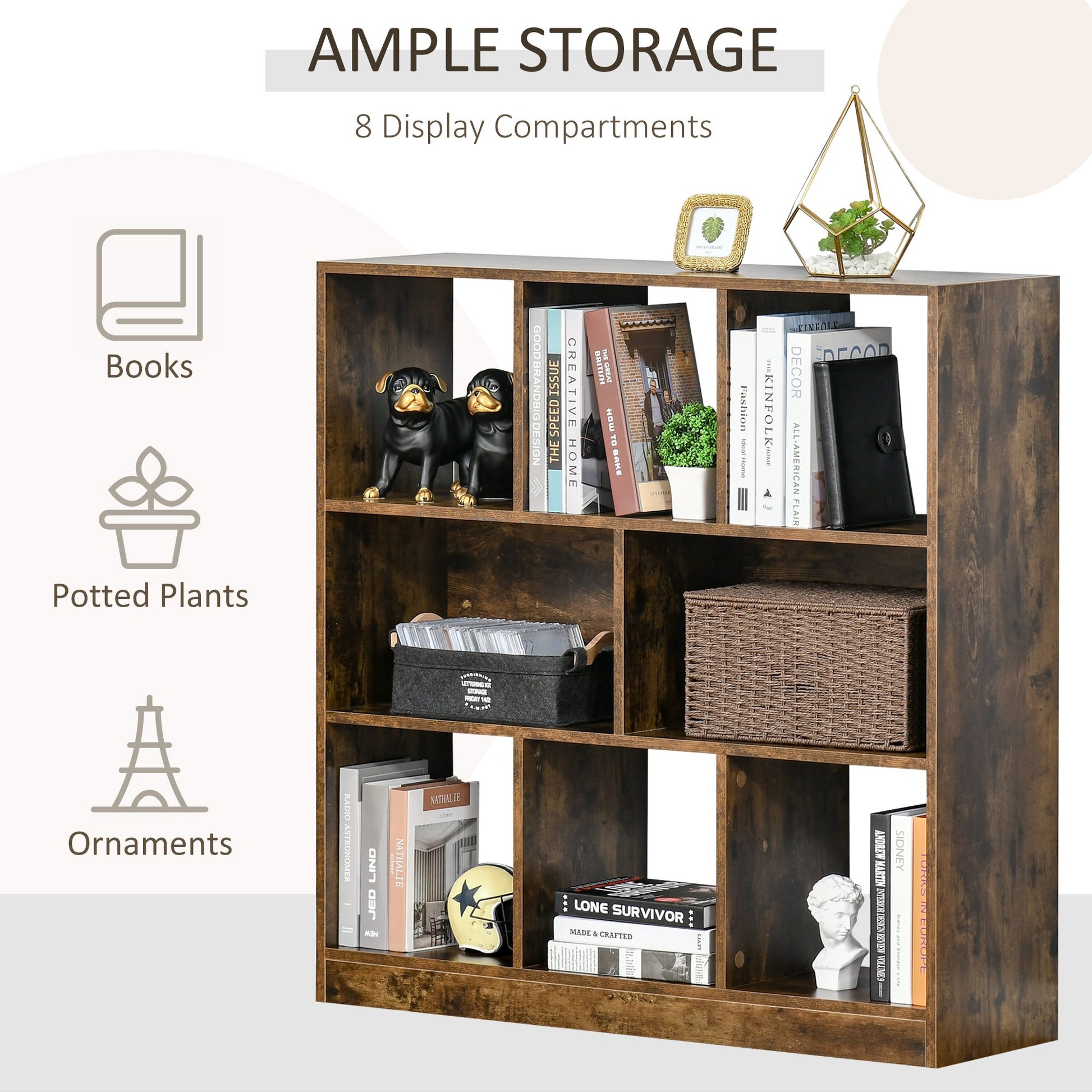 Homcom Eight Cube Storage Unit - Wood-Effect