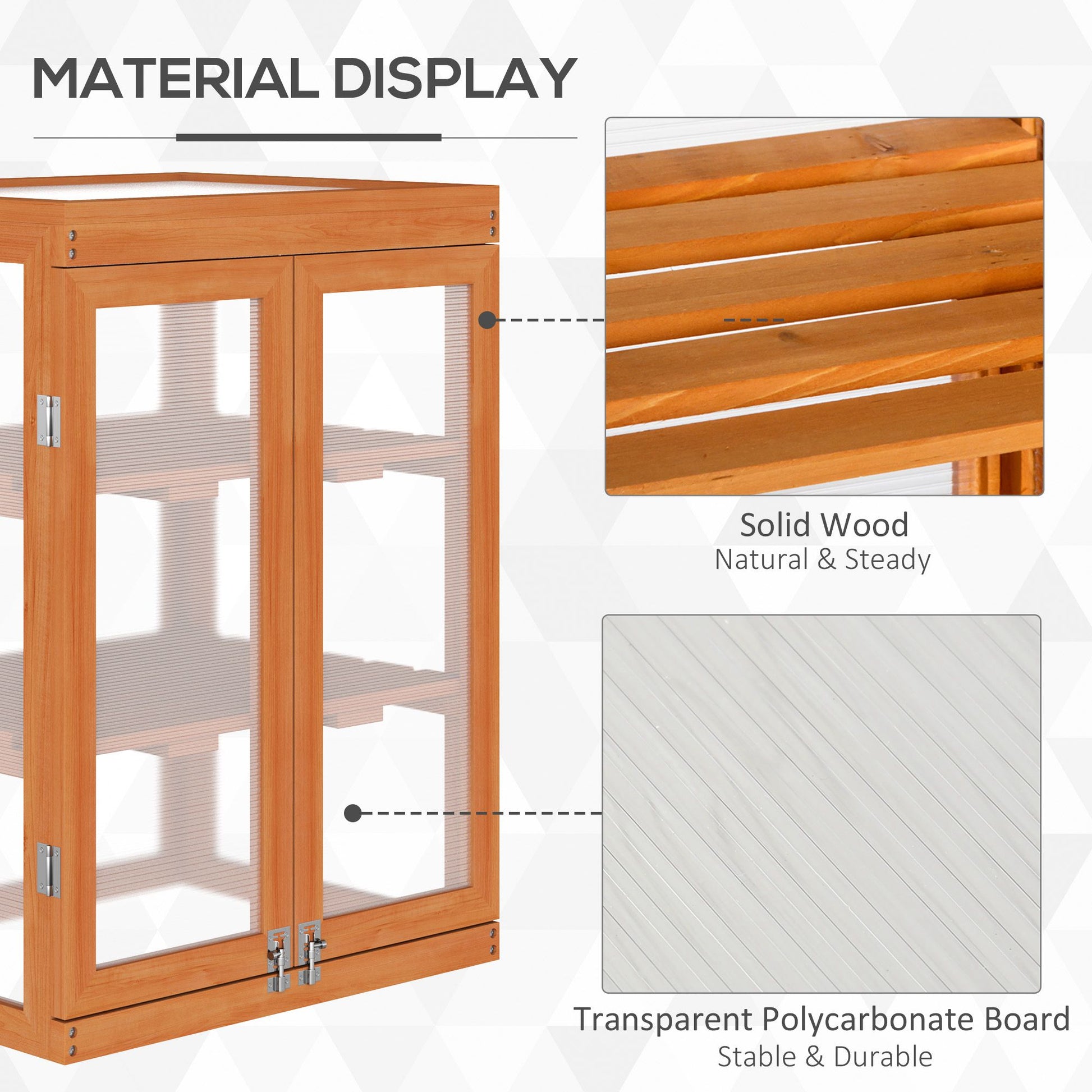 Outsunny 3-tier Wood Greenhouse Garden Polycarbonate Cold Frame Balcony Grow House w/ Storage Shelf for Plants