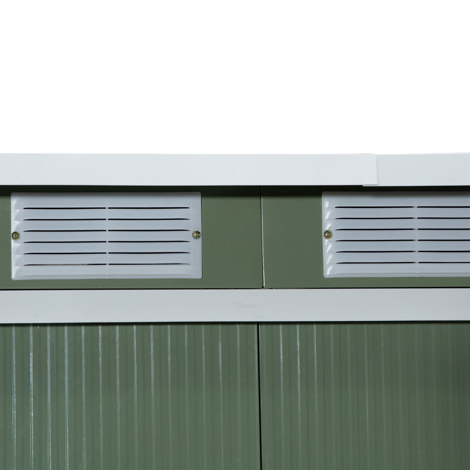 Corrugated 9 x 4' Double Door Pent Garden Shed With Ventilation Steel Light Green by Steadfast