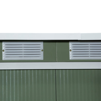 Corrugated 9 x 4' Double Door Pent Garden Shed With Ventilation Steel Light Green by Steadfast