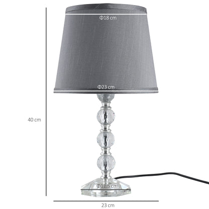 Homcom Crystal Glass Bedside Table Lamp Grey