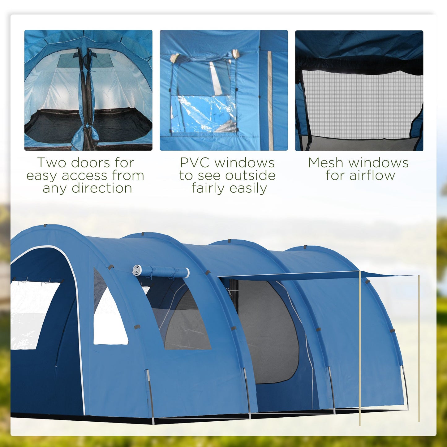 Outsunny 5-6 Man Tunnel Tent