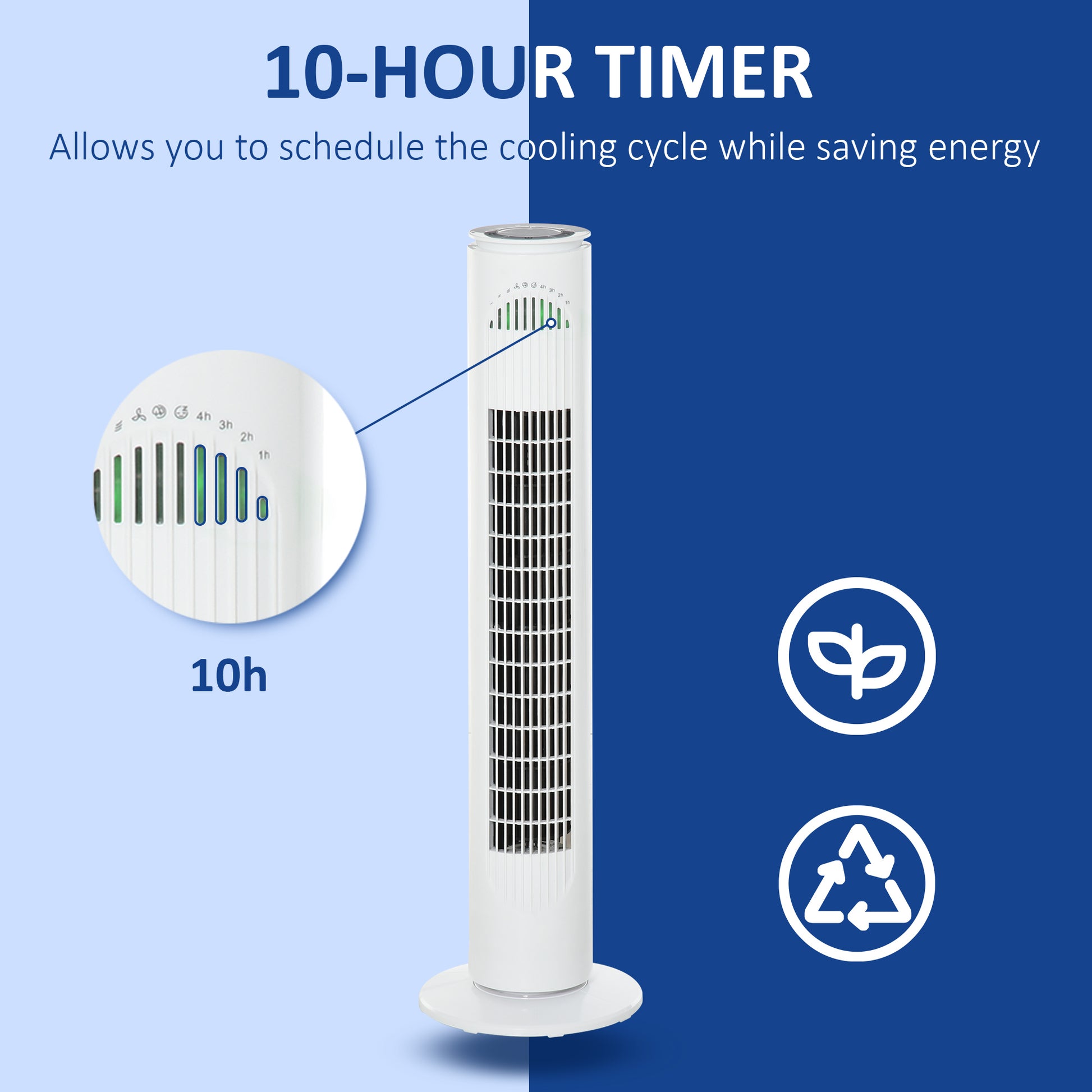 Oscillating Three Speed Tower Fan With Timer White by Homcom