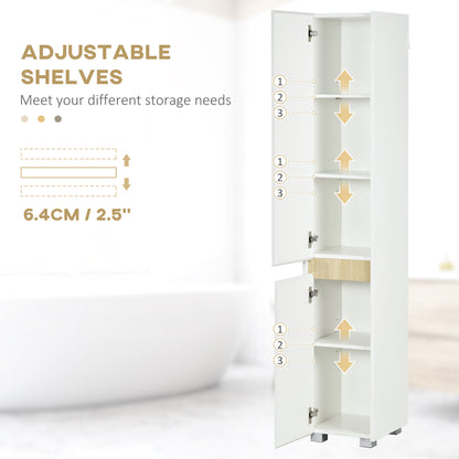 kleankin Tall Bathroom Cabinet with Adjustable Shelves