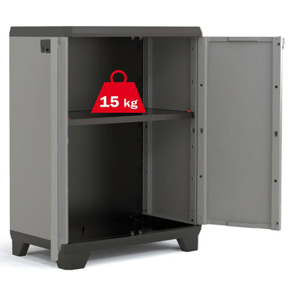 Keter Low Storage Cabinet Stilo Grey and Black 90 cm