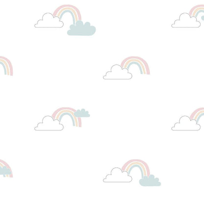 Noordwand Wallpaper Mondo baby Clouds White, Blue and Pink