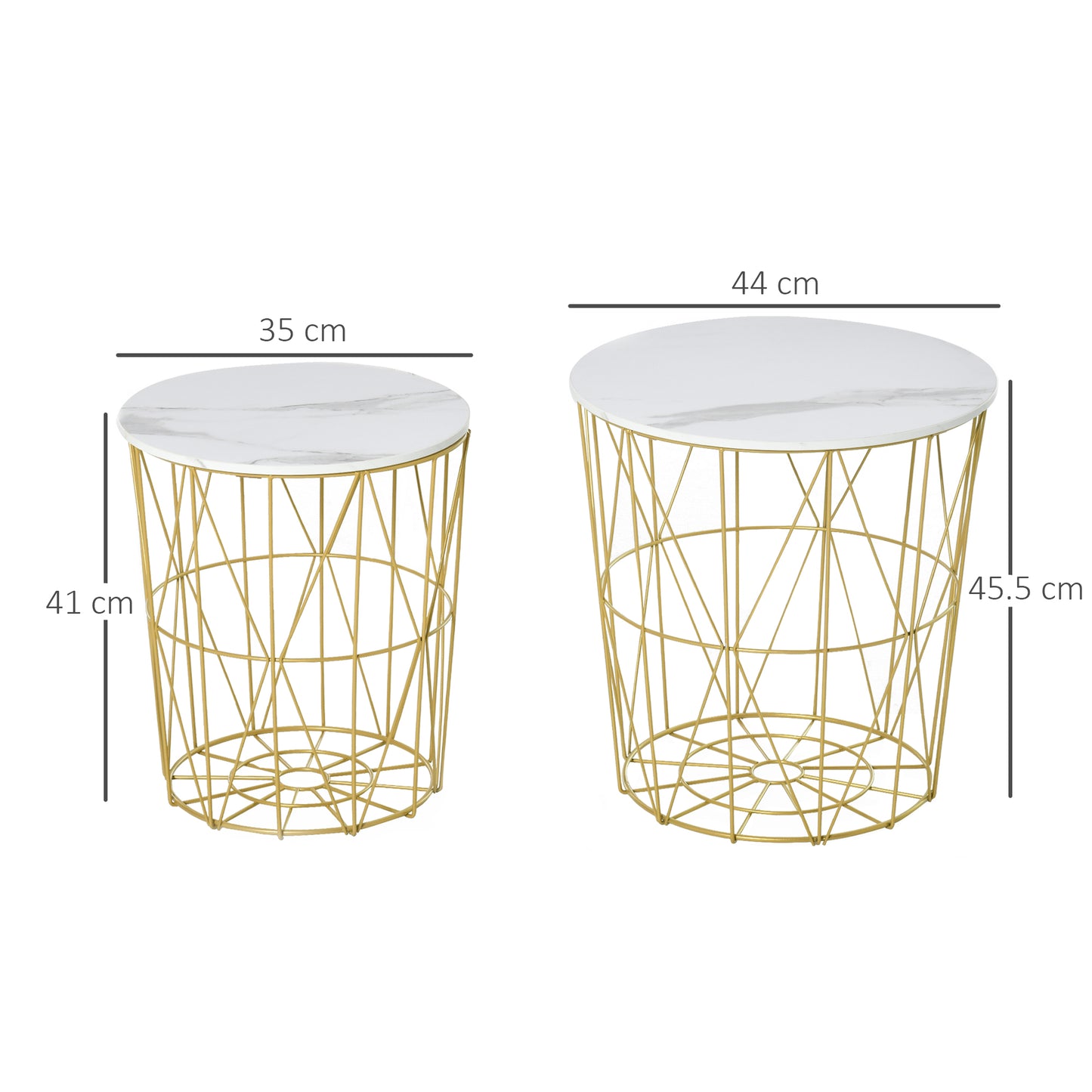 Homcom Set of 2 Nesting Side Tables with Storage