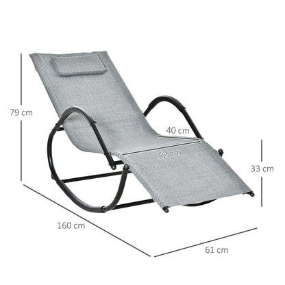 Outsunny Zero Gravity Rocking Lounge Chair w/ Pillow for Indoor & Outdoor Texteline Grey