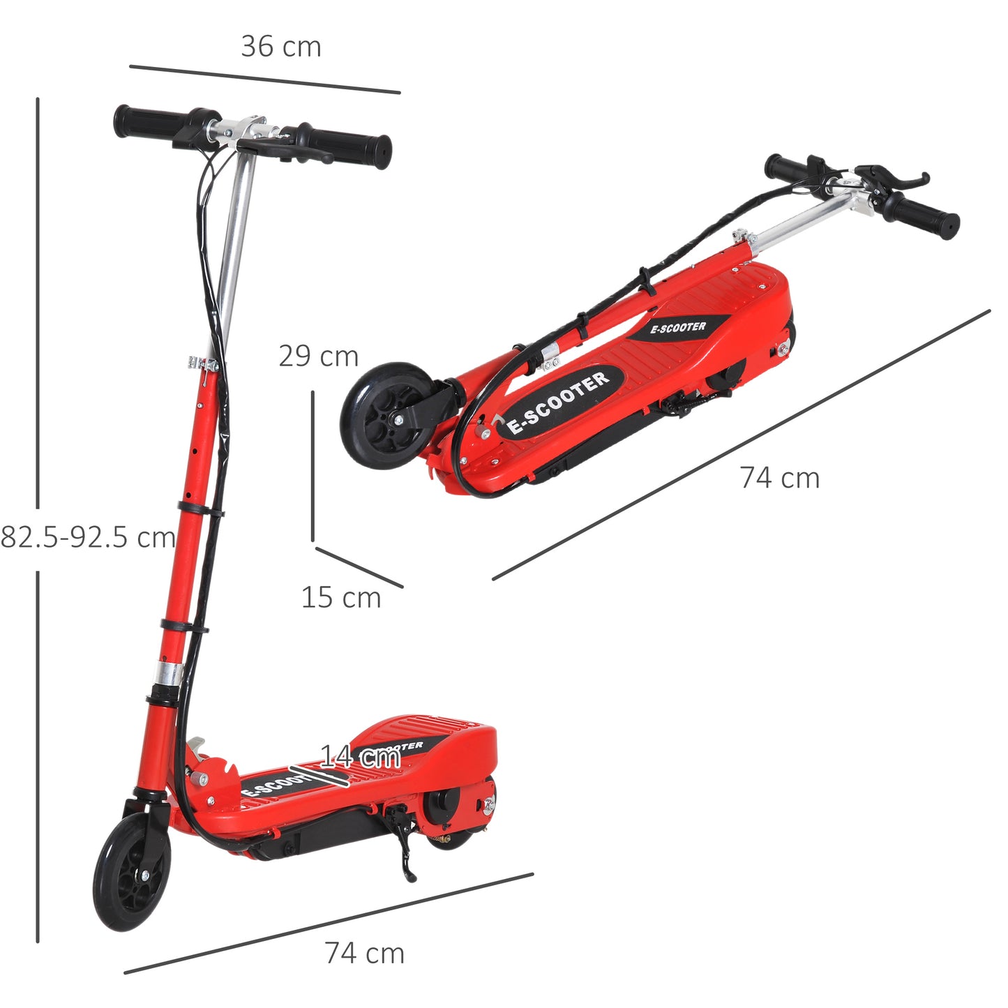 Homcom Folding Electric Kids Scooter Ride on Age 7-14