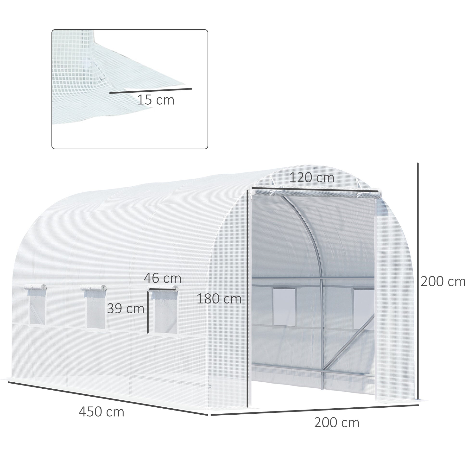 Outsunny 4.5Lx2Wx2H M Walk-In Greenhouse-White