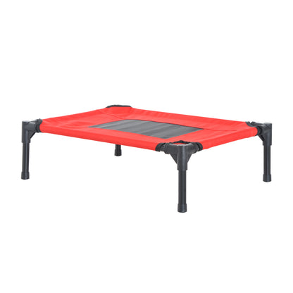 Pawhut Medium Elevated Pet Bed 76Lx61Wx18H cm-Black/Red