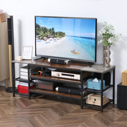 Homcom Industrial-Style Open Shelf TV Stand - Brown