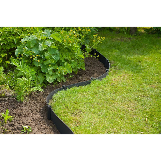 Nature Garden Border Edging Set H15 cm x 10 m with Spike Black