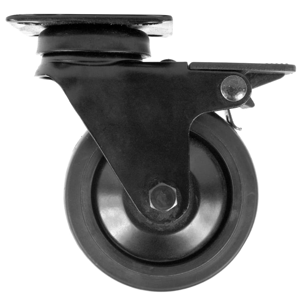 Mac Lean Swivel Caster Wheel with Brake 75 mm 4 pcs Black