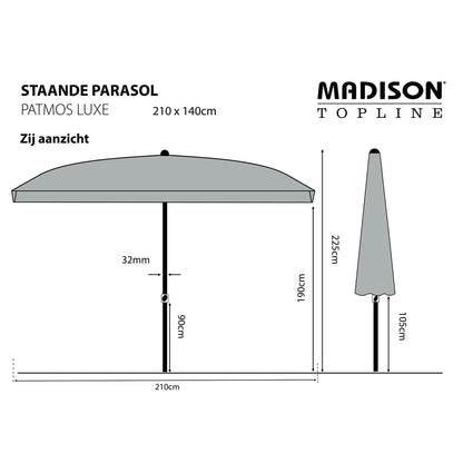 Madison Garden Parasol Patmos Luxe Rectangle 210x140 cm Taupe