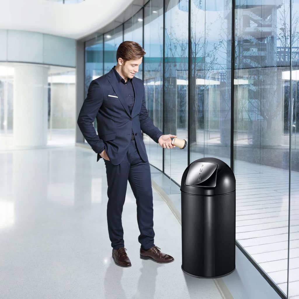 EKO Waste Bin with Push Lid 40 L Matte Black