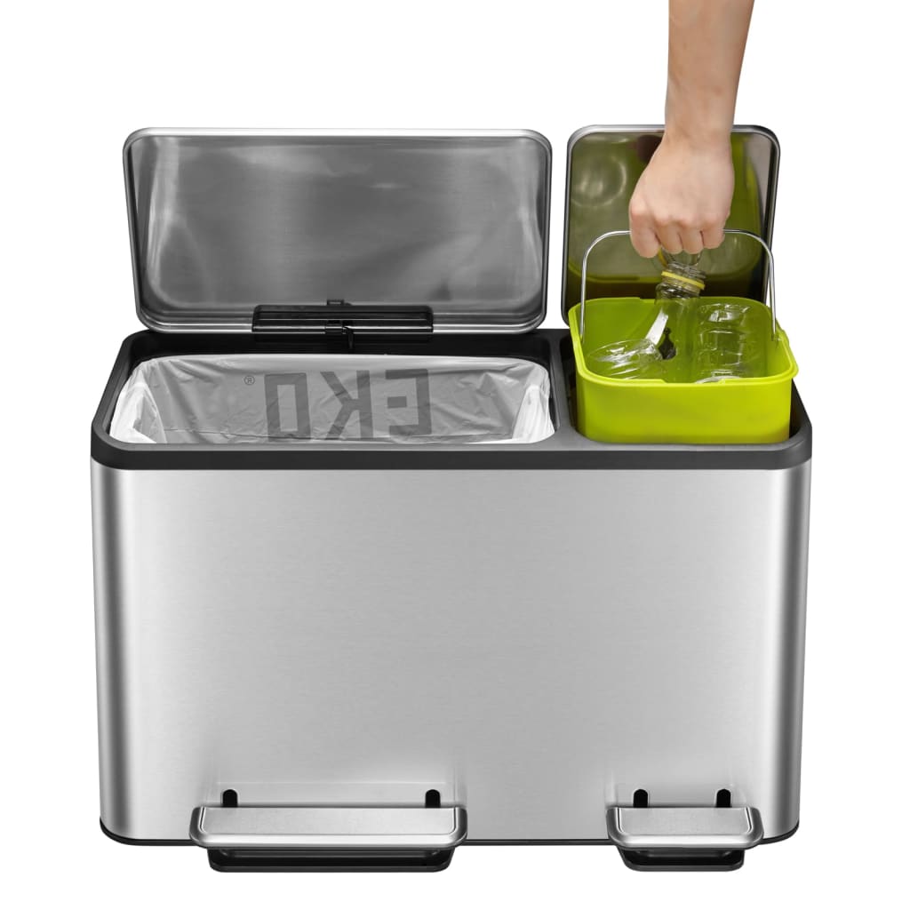 EKO Pedal Bin EcoCasa 30+15 L Matte Silver