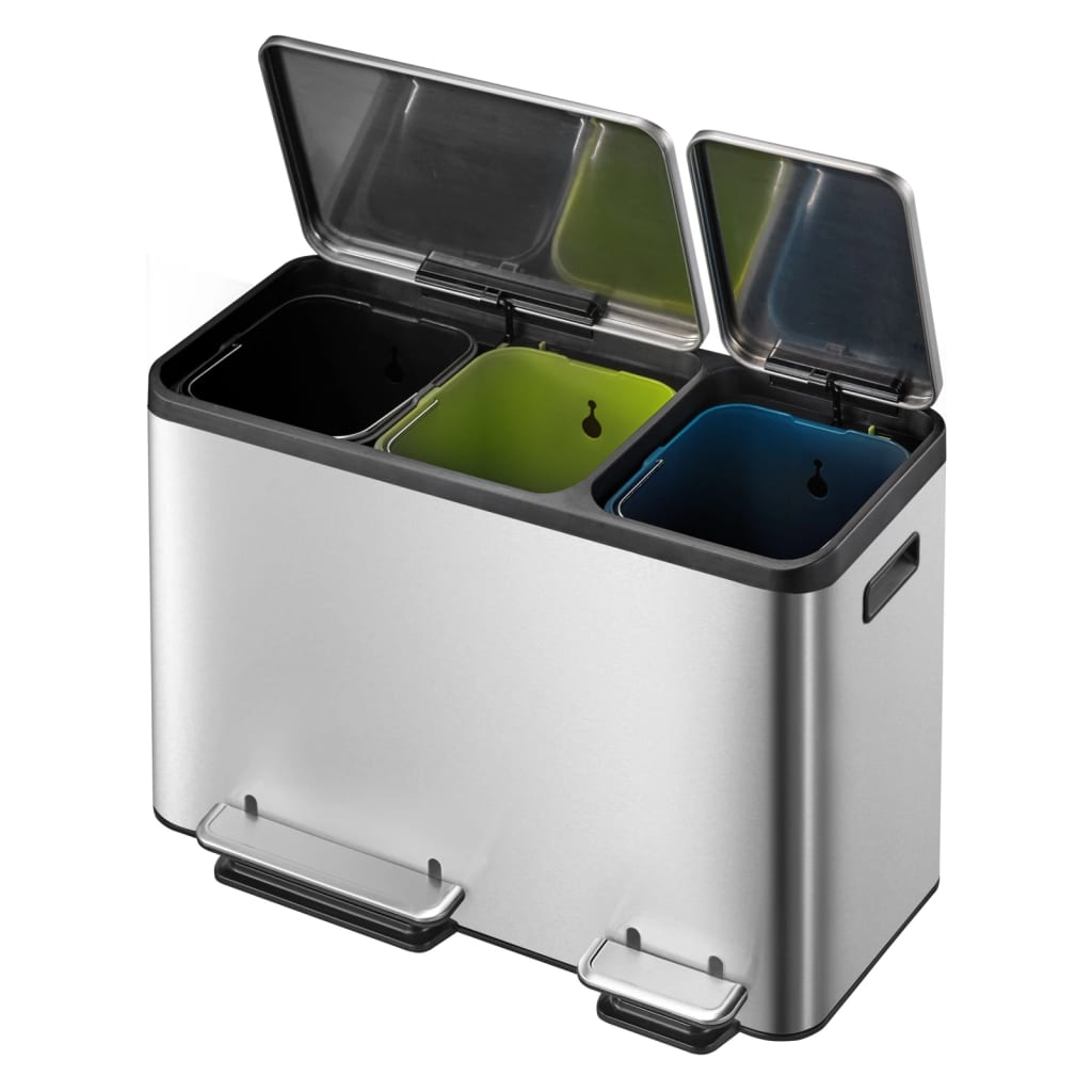 EKO Pedal Bin EcoCasa 3x15 L Matte Silver