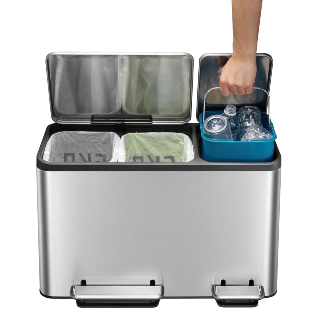 EKO Pedal Bin EcoCasa 3x15 L Matte Silver