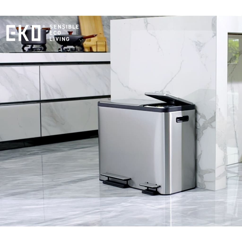 EKO Pedal Bin EcoCasa 3x15 L Matte Silver