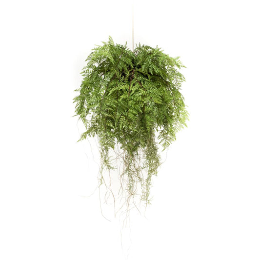 Emerald Artificial Hanging Fern with Roots 55 cm