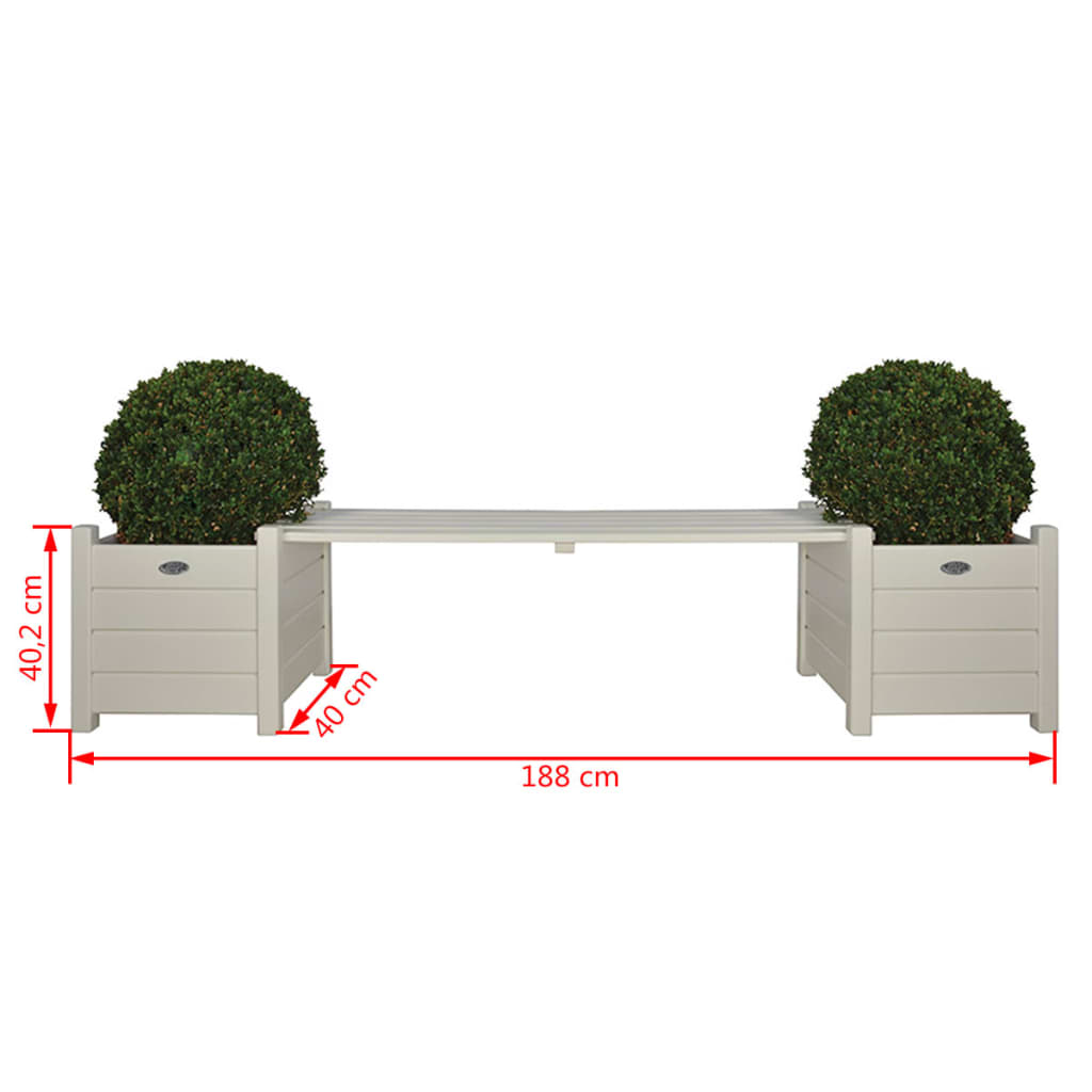 Esschert Design Planters with Bridge Bench White CF33W