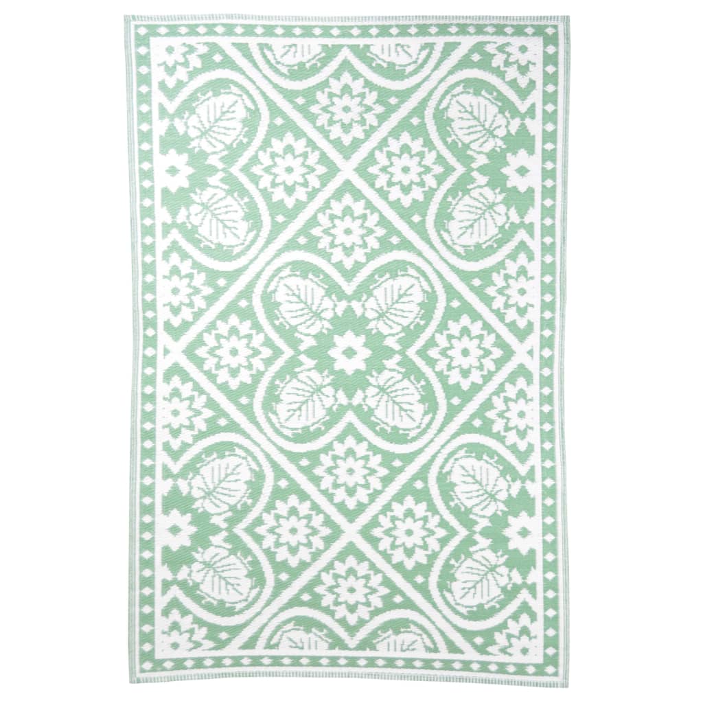 Esschert Design Outdoor Rug 182x122 cm Tiles Green and White